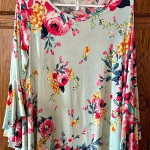 Time To Twirl Floral Ruffle Dress- Blue